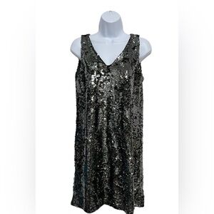 Ann Taylor Silver Sequin Mini Dress